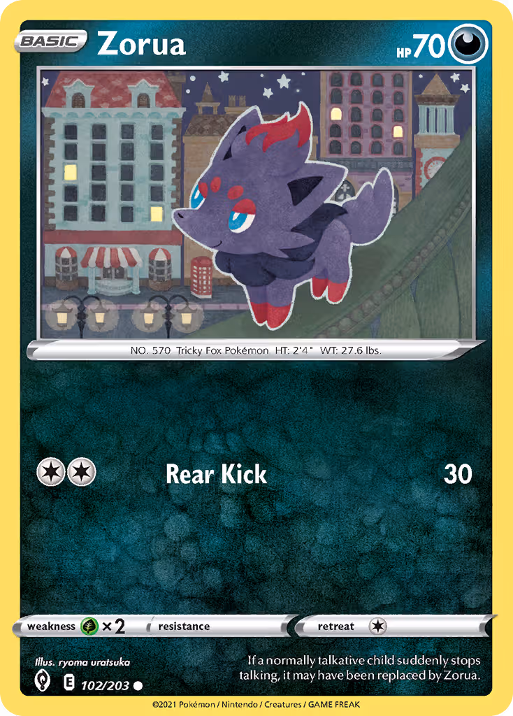 Zorua 102/203 Pokemon card