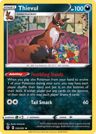 Thievul 105/203 Pokemon card