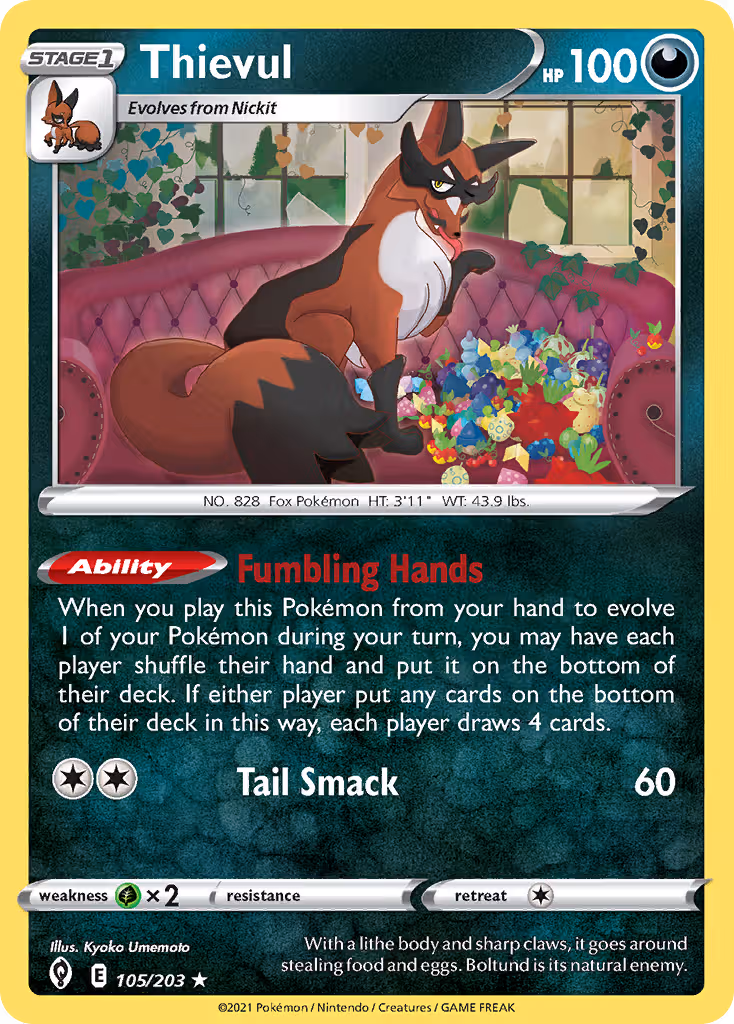 Thievul 105/203 Pokemon card