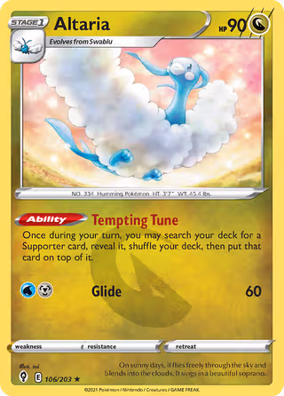 Altaria 106/203 Pokemon card