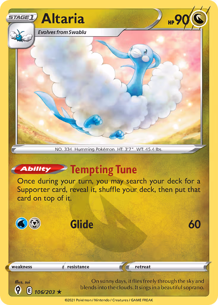 Altaria 106/203 Pokemon card
