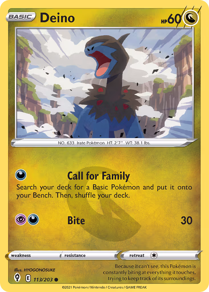 Deino 113/203 Pokemon card