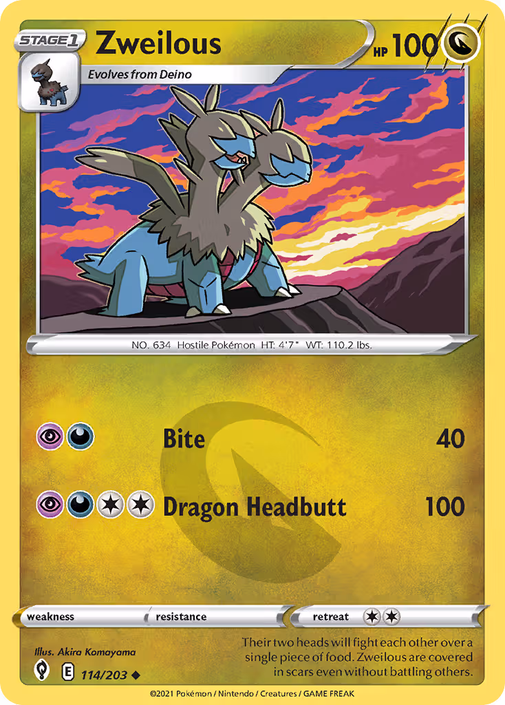 Zweilous 114/203 Pokemon card