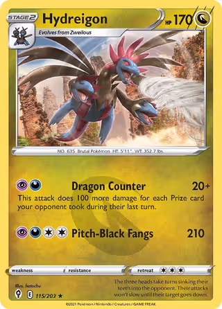 Hydreigon 115/203 Pokemon card