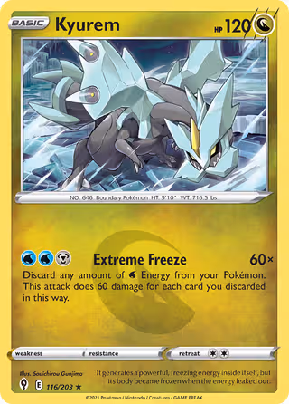 Kyurem 116/203 Pokemon card