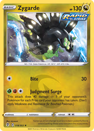 Zygarde 118/203 Pokemon card