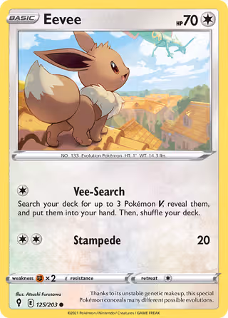 Eevee 125/203 Pokemon card