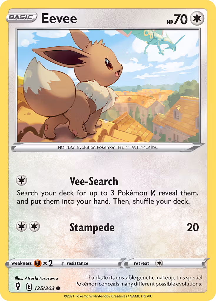 Eevee 125/203 Pokemon card
