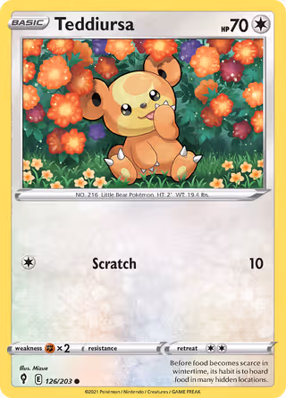 Teddiursa 126/203 Pokemon card