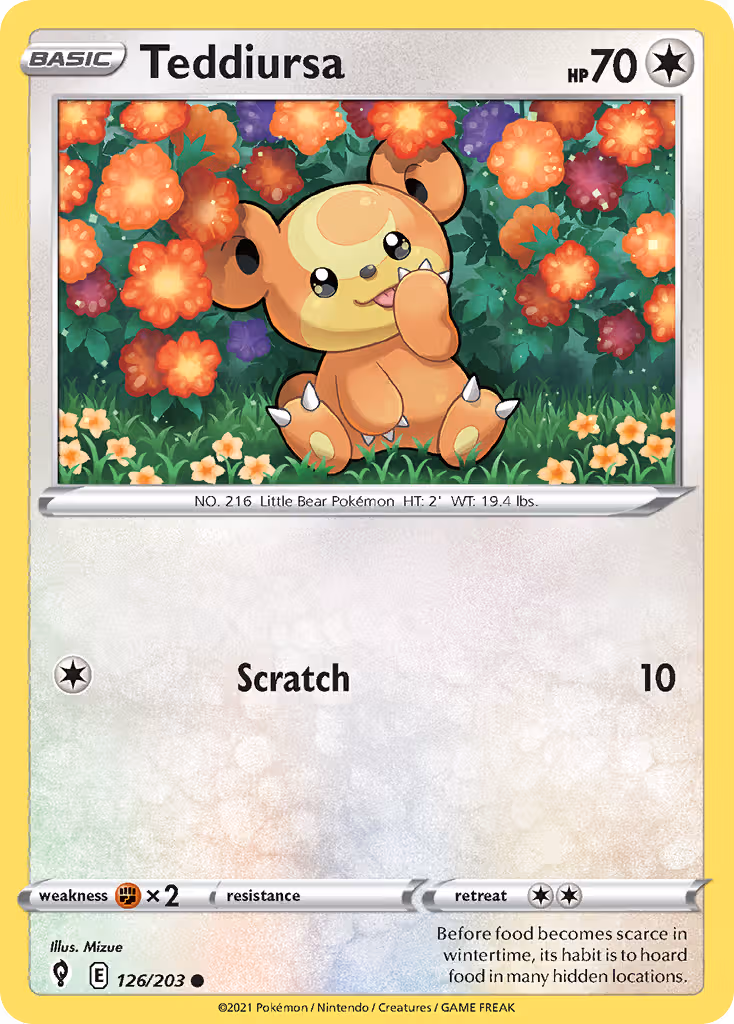 Teddiursa 126/203 Pokemon card