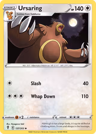 Ursaring 127/203 Pokemon card