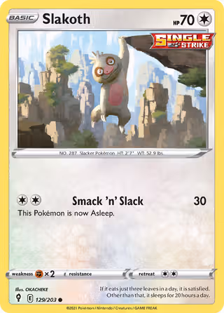 Slakoth 129/203 Pokemon card