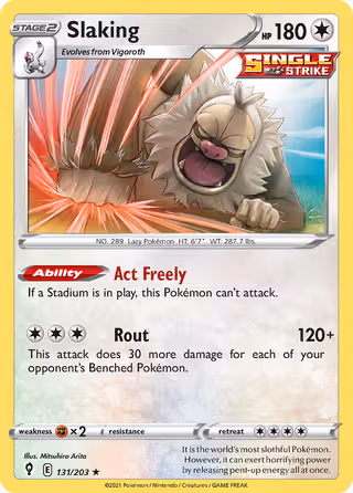 Slaking 131/203 Pokemon card