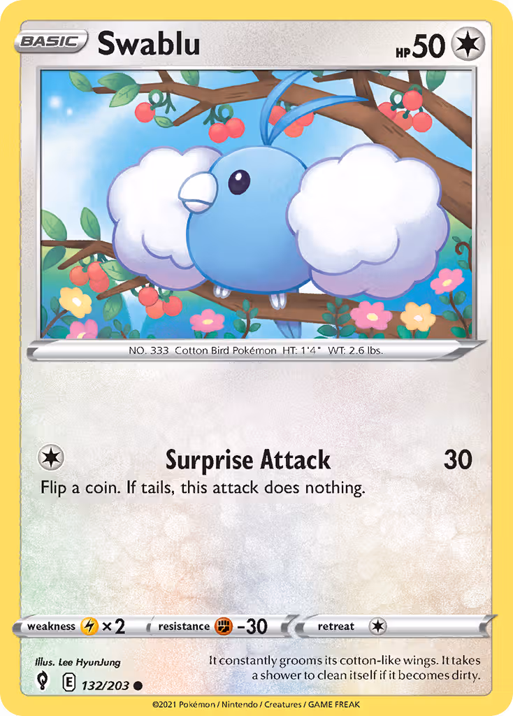 Swablu 132/203 Pokemon card