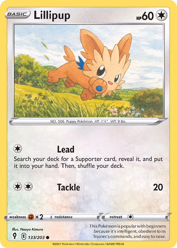 Lillipup 133/203 Pokemon card