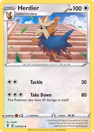 Herdier 134/203 Pokemon card
