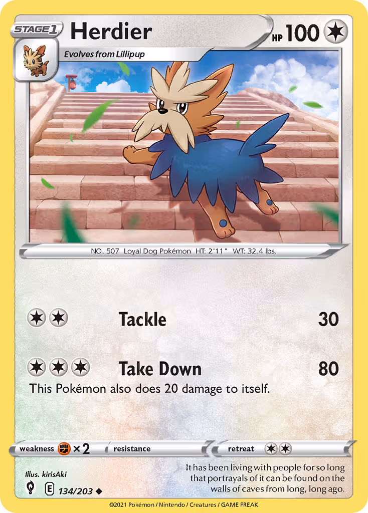 Herdier 134/203 Pokemon card
