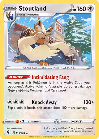 Stoutland 135/203 Pokemon card