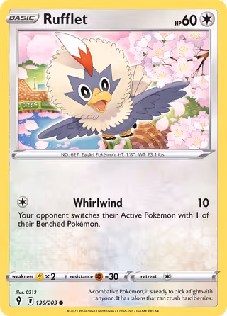Rufflet 136/203 Pokemon card