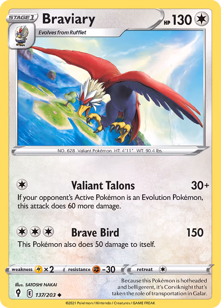 Braviary 137/203 Pokemon card