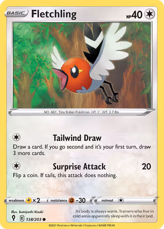 Fletchling 138/203 Pokemon card