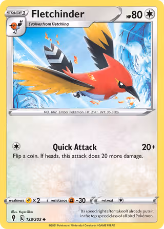 Fletchinder 139/203 Pokemon card