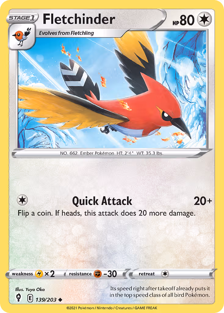 Fletchinder 139/203 Pokemon card