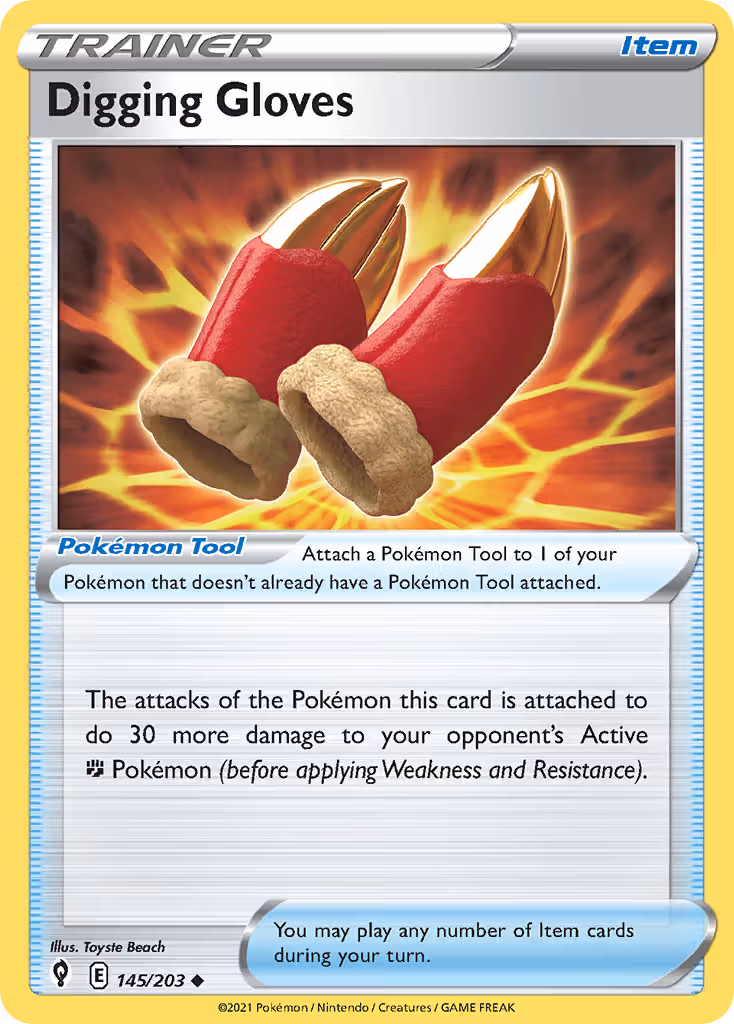 Digging Gloves 145/203 Pokemon card