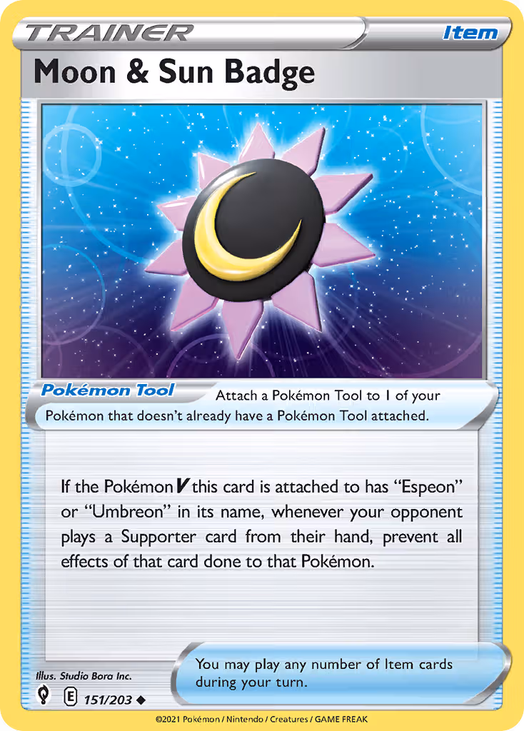 Moon & Sun Badge 151/203 Pokemon card