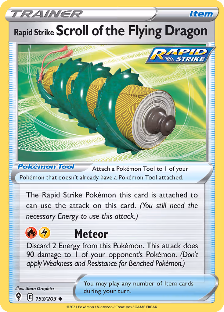Rapid Strike Scroll of the Flying Dragon 153/203 Pokemon card