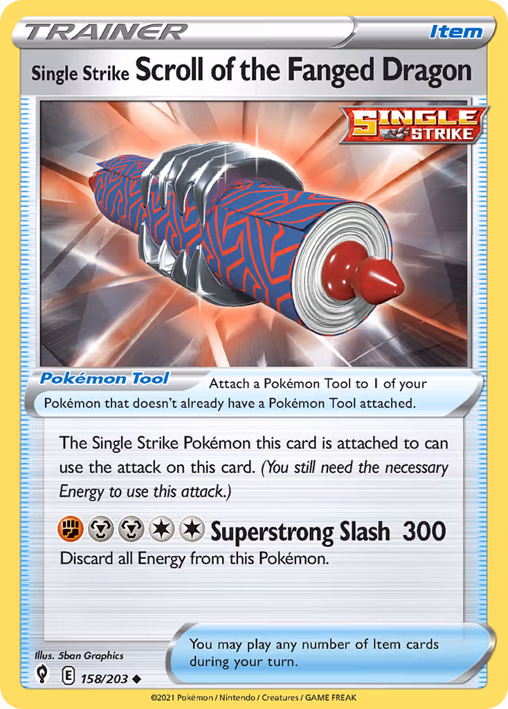 Single Strike Scroll of the Fanged Dragon 158/203 Pokemon card