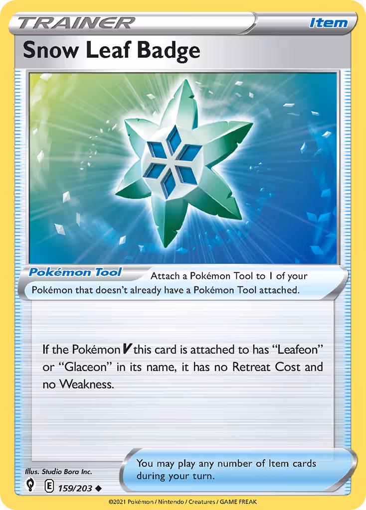 Snow Leaf Badge 159/203 Pokemon card