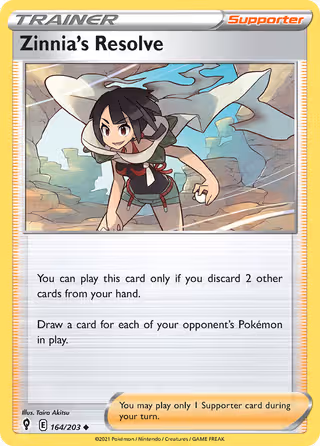 Zinnia's Resolve 164/203 Pokemon card