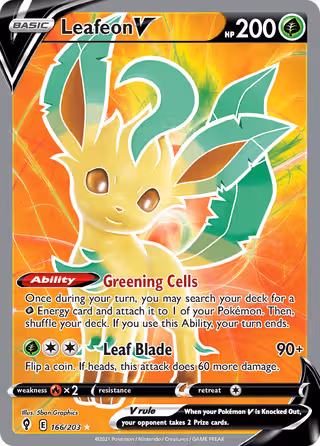 Leafeon V 166/203 Pokemon card