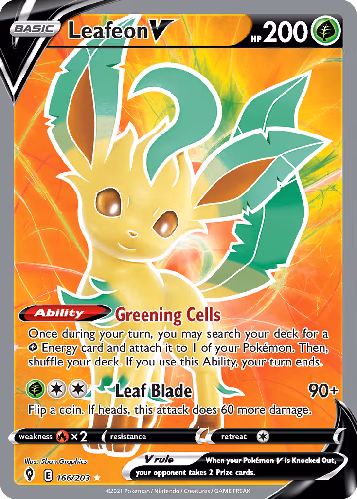 Leafeon V 166/203 Pokemon card