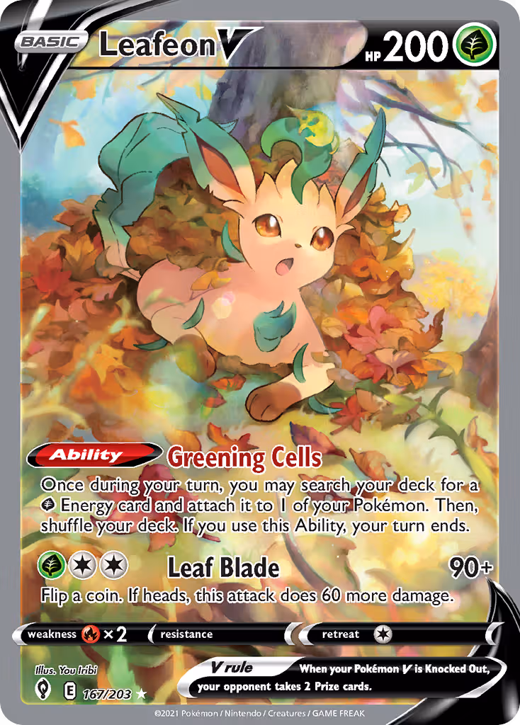 Leafeon V 167/203 Pokemon card