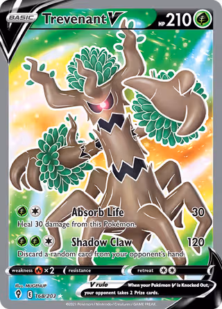 Trevenant V 168/203 Pokemon card