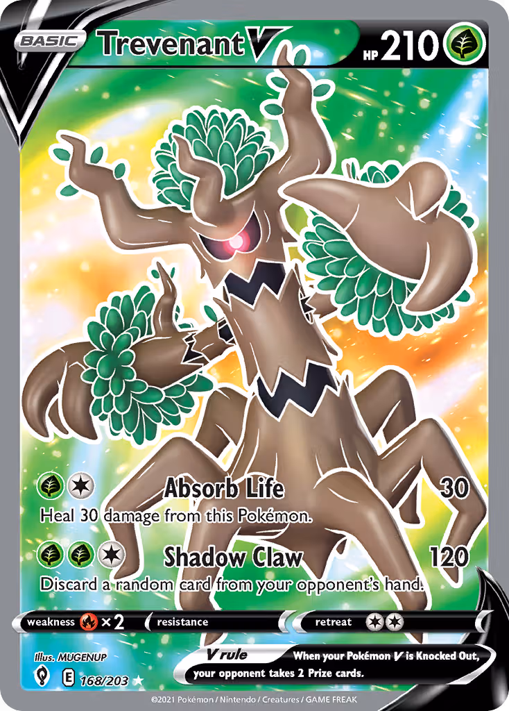 Trevenant V 168/203 Pokemon card