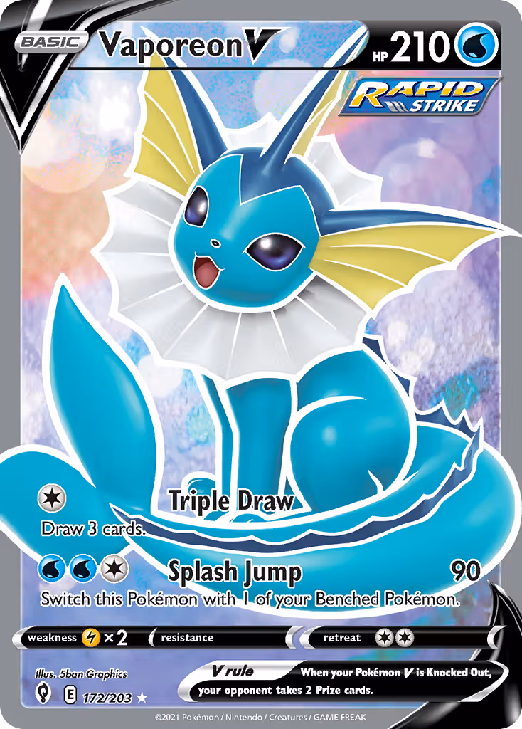 Vaporeon V 172/203 Pokemon card