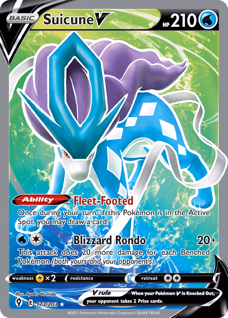 Suicune V 173/203 Pokemon card
