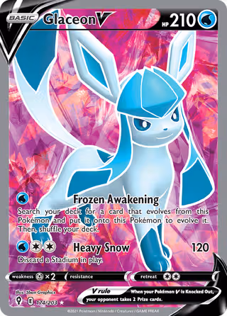 Glaceon V 174/203 Pokemon card