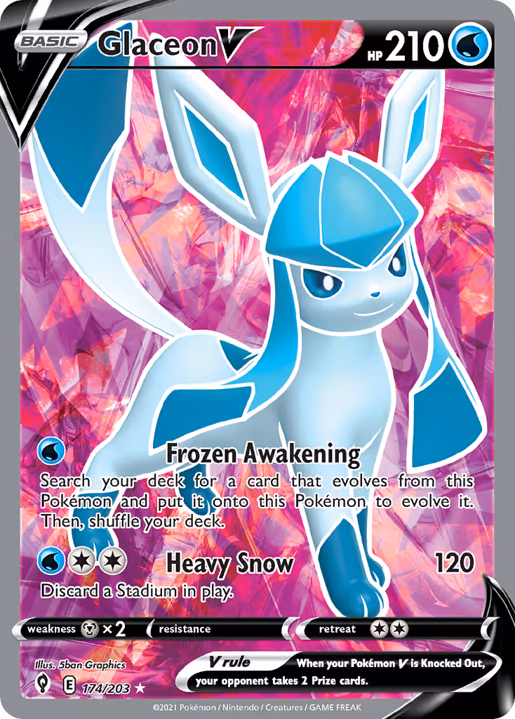 Glaceon V 174/203 Pokemon card