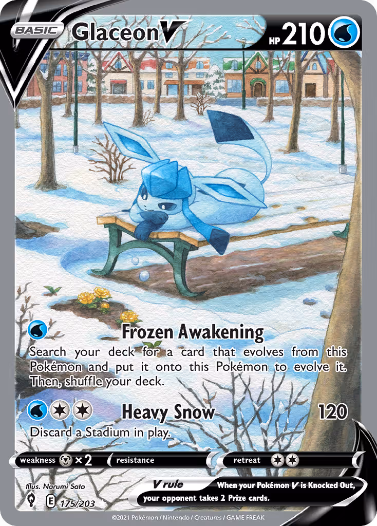Glaceon V 175/203 Pokemon card