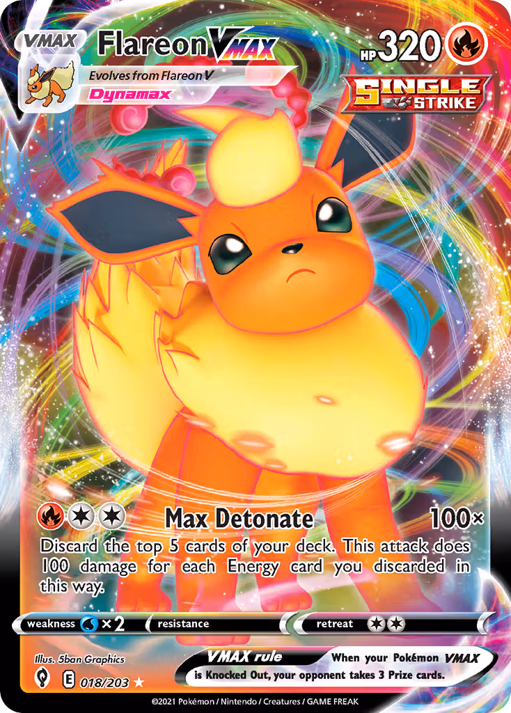 Flareon VMAX 18/203 Pokemon card