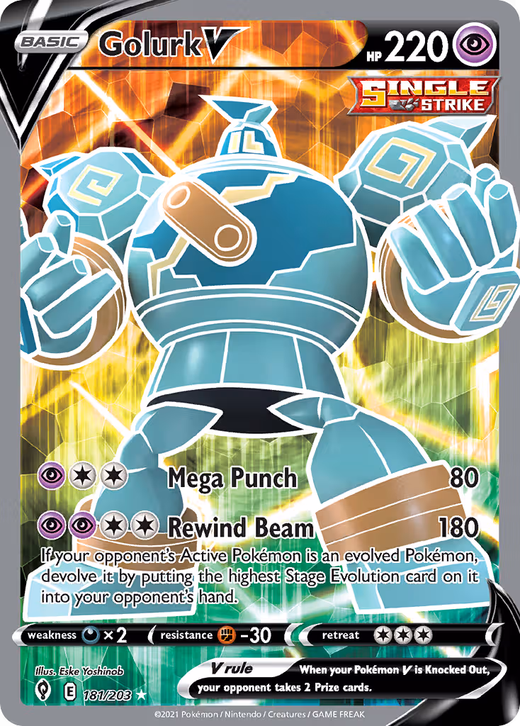 Golurk V 181/203 Pokemon card