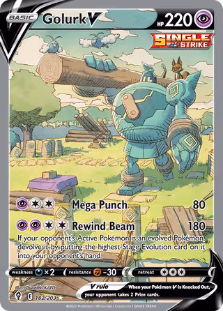 Golurk V 182/203 Pokemon card