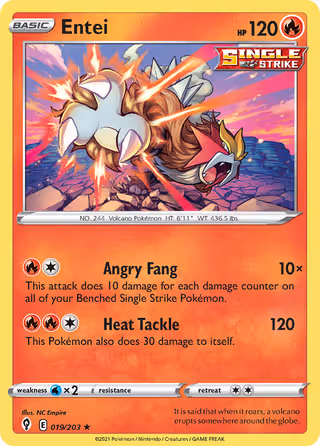 Entei 19/203 Pokemon card