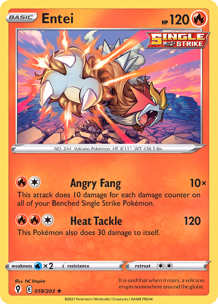 Entei 19/203 Pokemon card