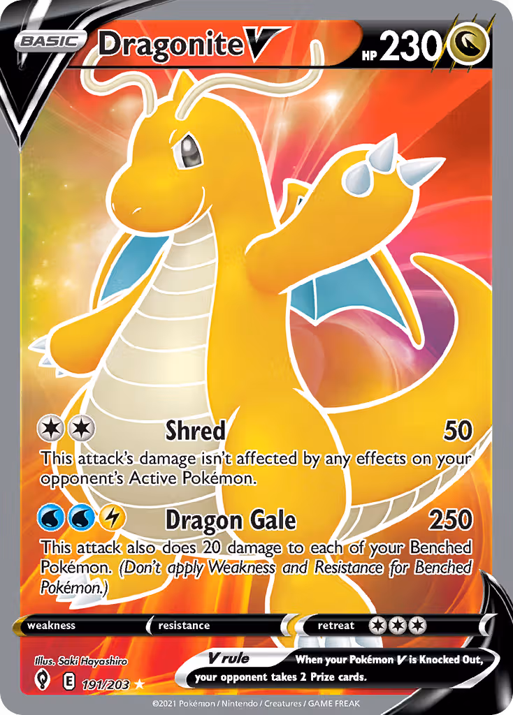 Dragonite V 191/203 Pokemon card