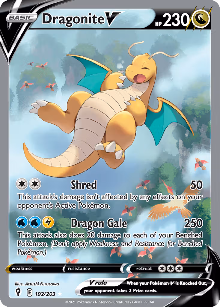 Dragonite V 192/203 Pokemon card